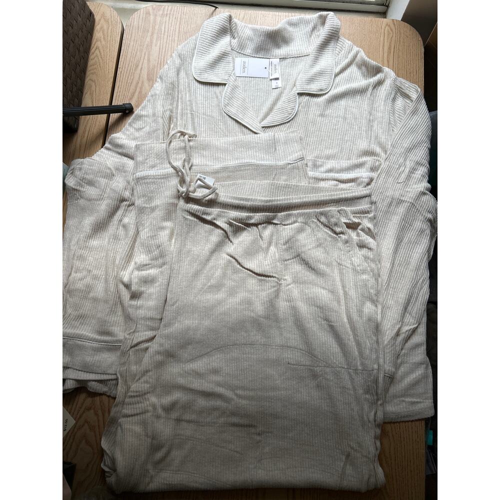 New Women's 2pc Auden Shirt & Pants Pajamas Rayon Spandex Stretchy Oatmeal 4X - Picture 7 of 9